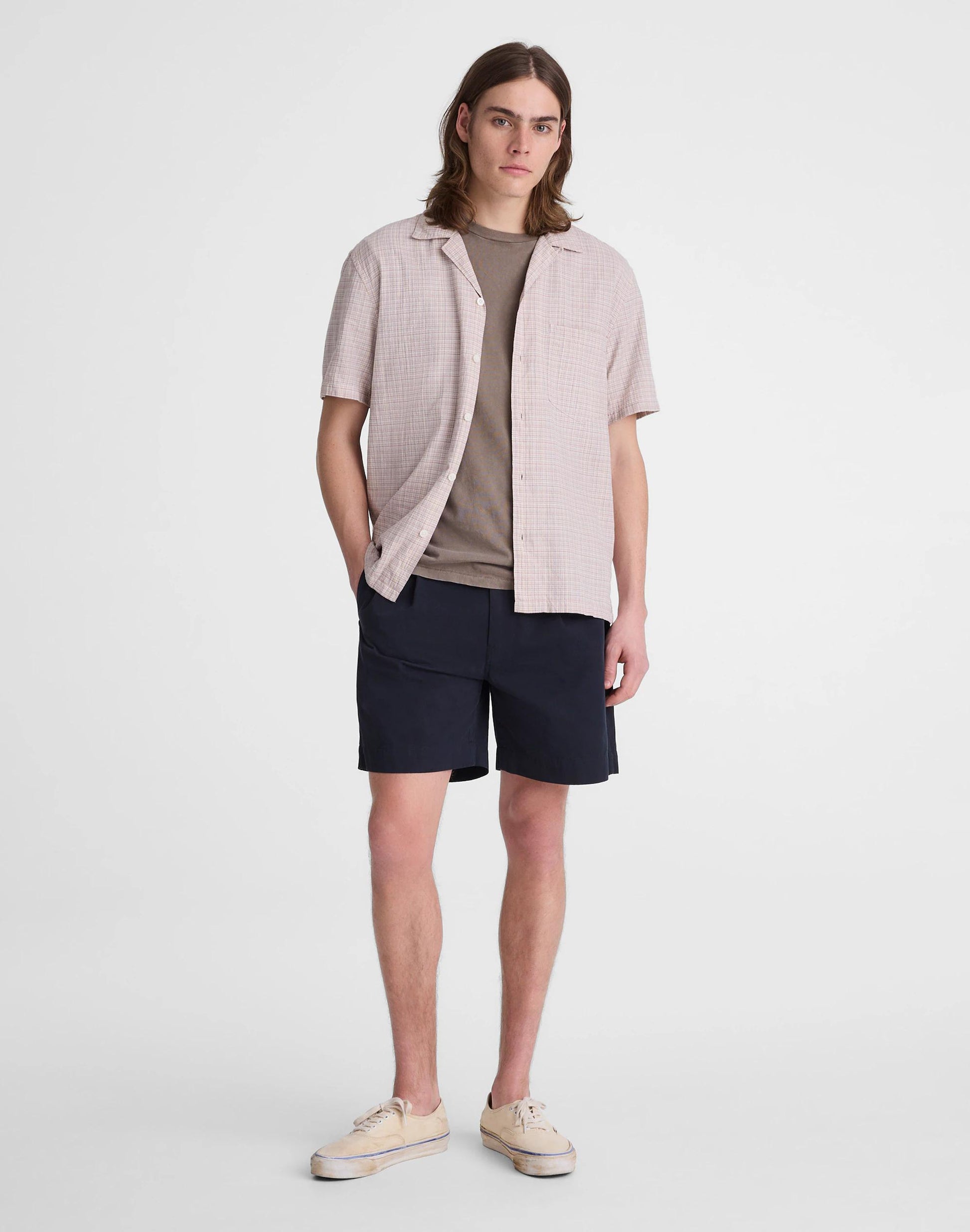Madewell Pleated Chino Shorts in Uniform Twill