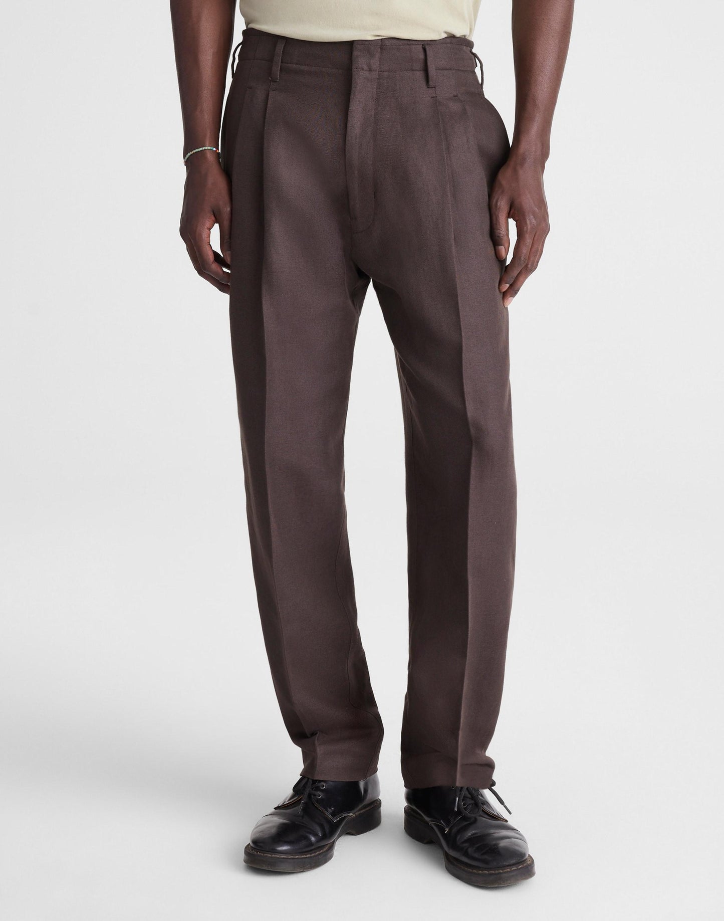 Madewell Double-Pleated Trousers in Linen-Cotton Blend