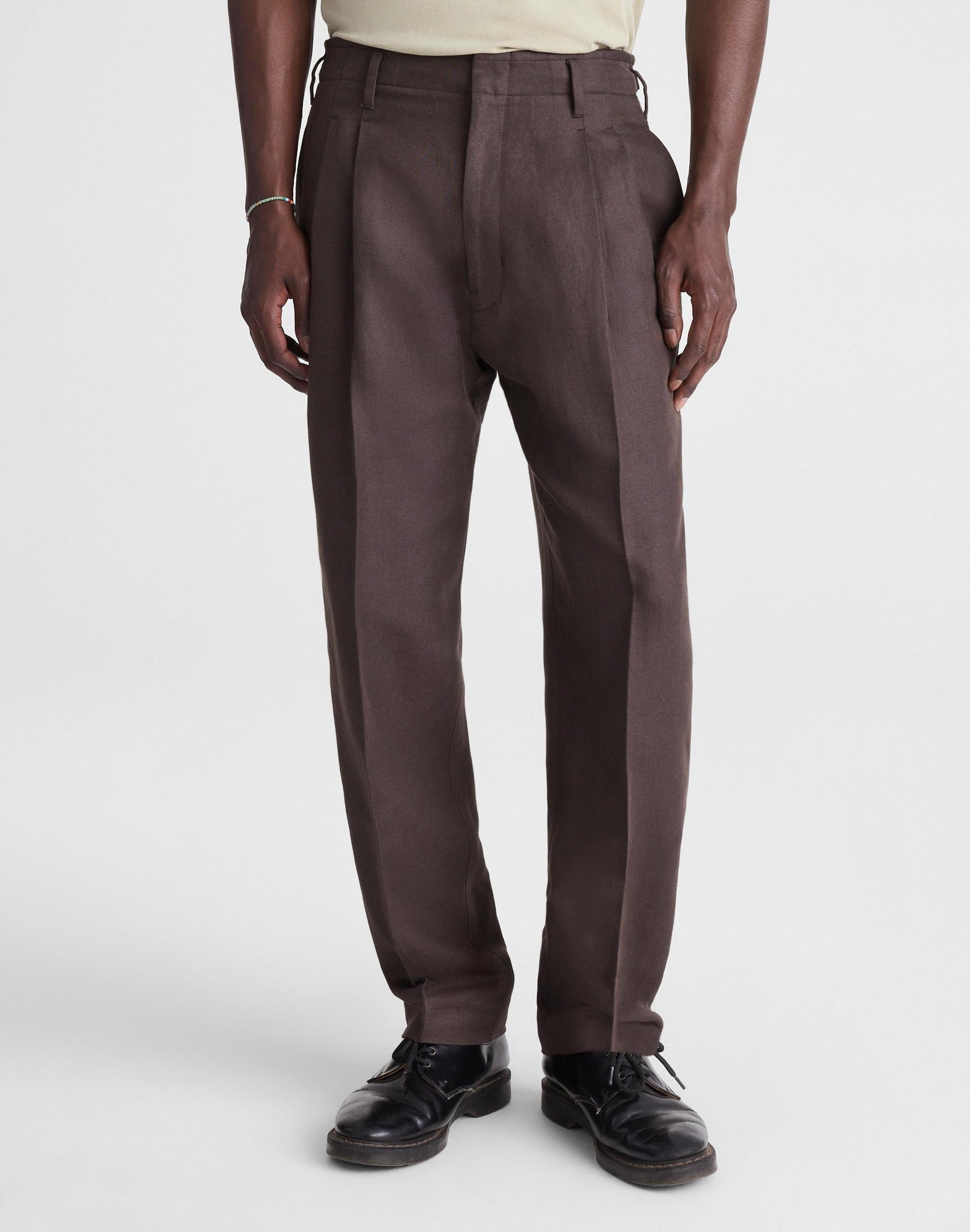 Madewell Double-Pleated Trousers in Linen-Cotton Blend