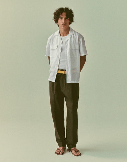 Madewell Double-Pleated Trousers in Linen-Cotton Blend