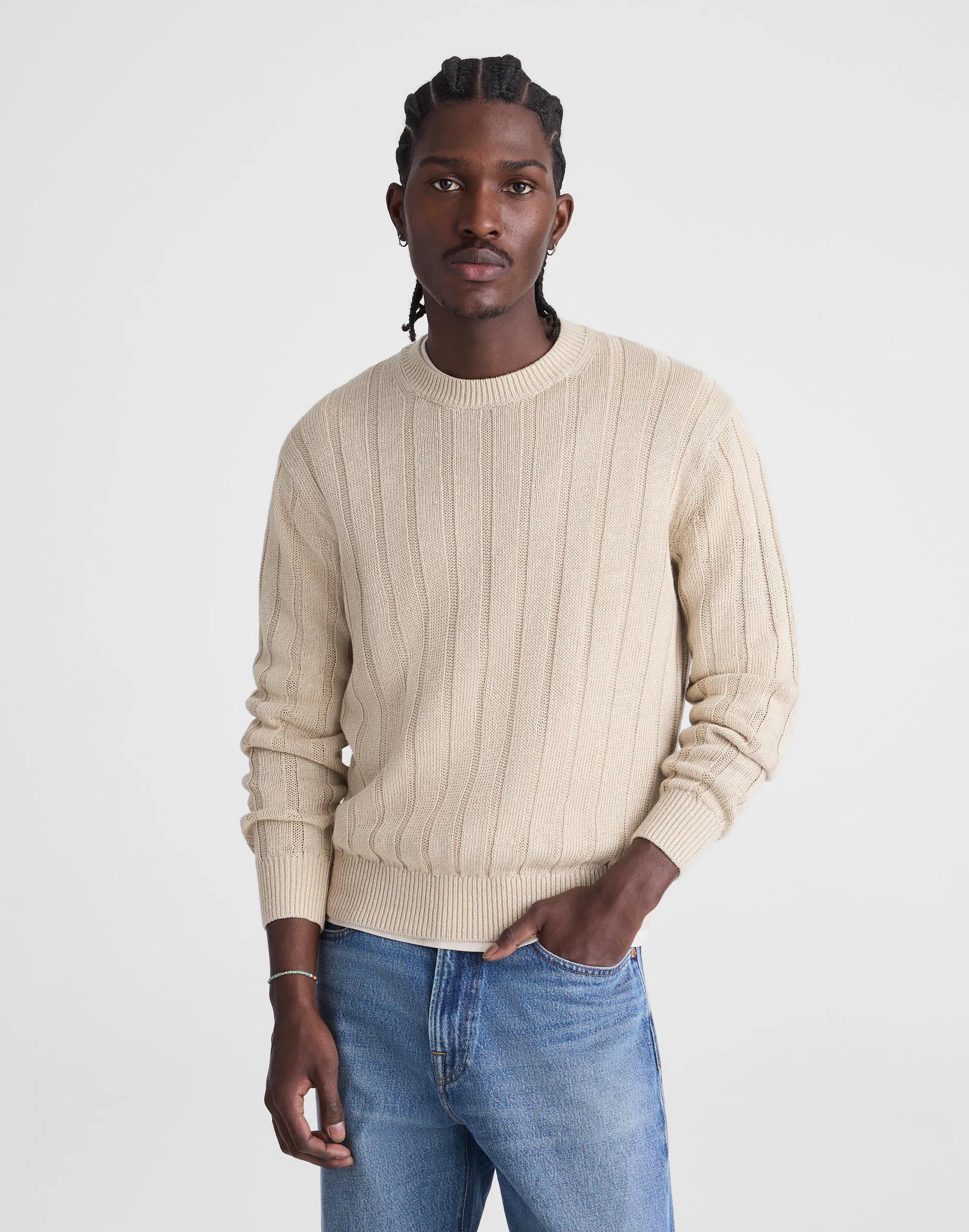 Madewell Crewneck Sweater in DuneRib Linen