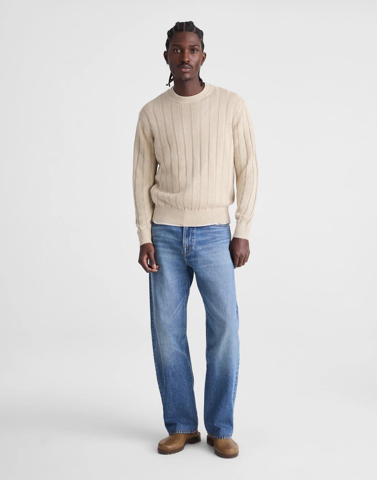 Madewell Crewneck Sweater in DuneRib Linen