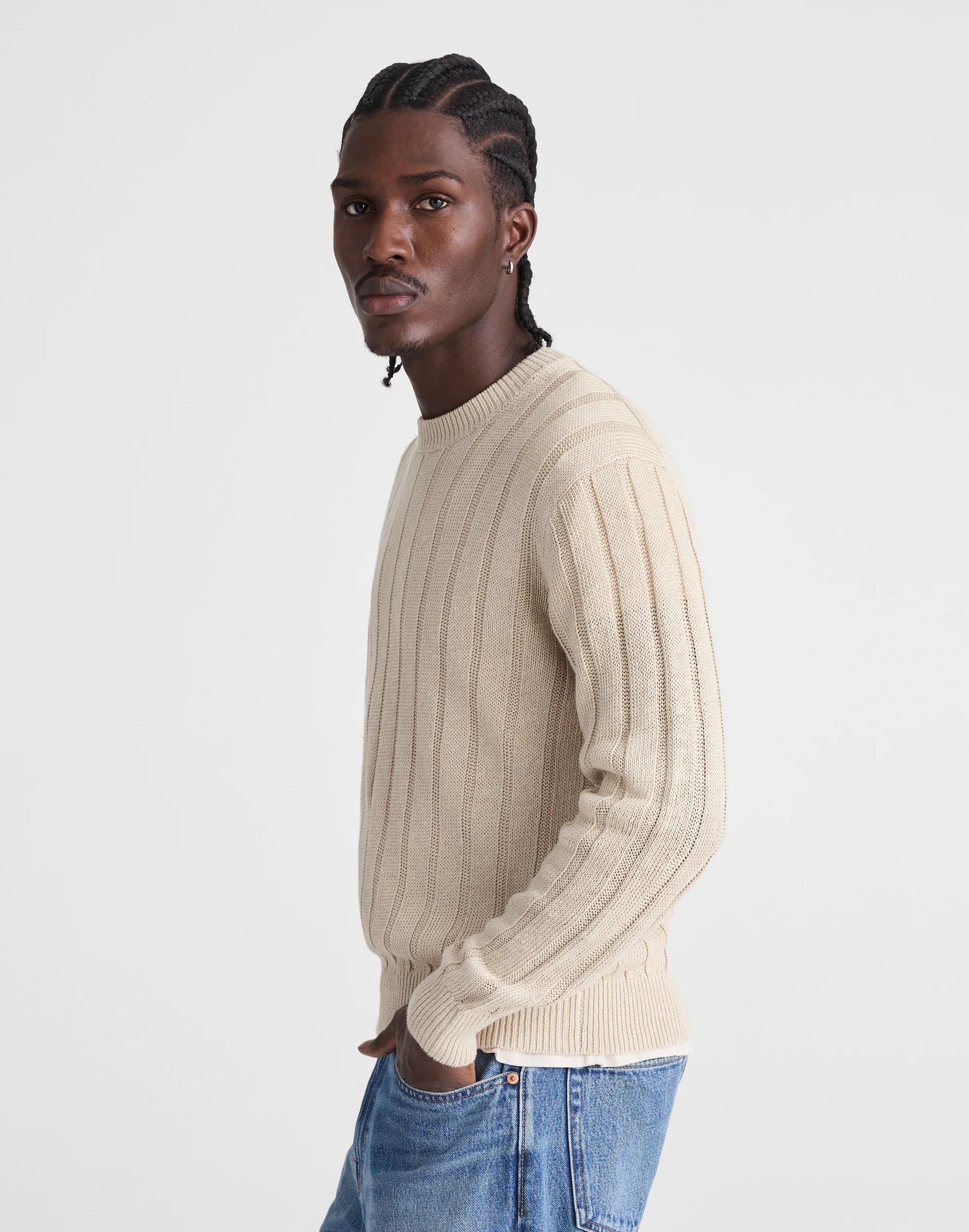 Madewell Crewneck Sweater in DuneRib Linen