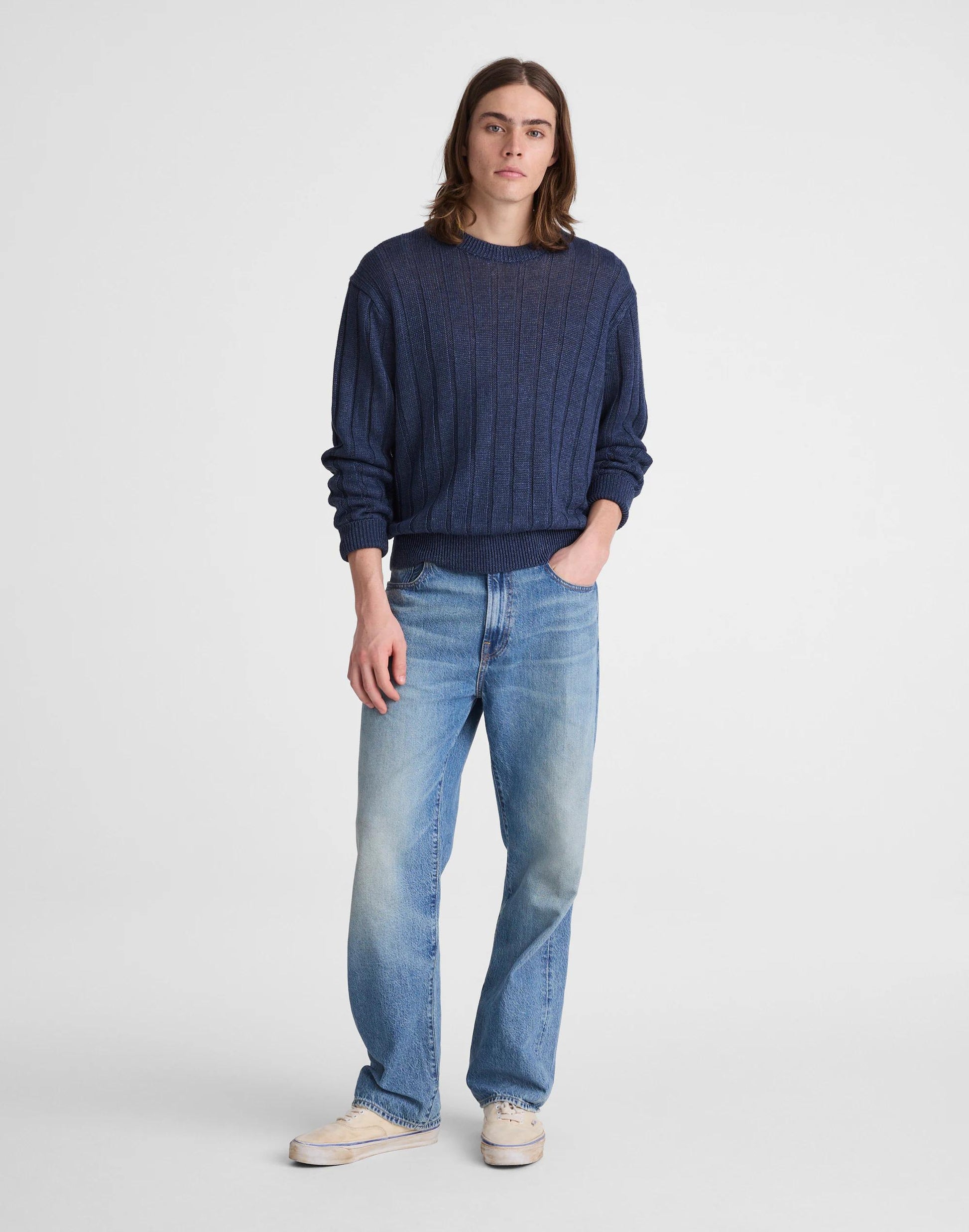 Madewell Crewneck Sweater in DuneRib Linen