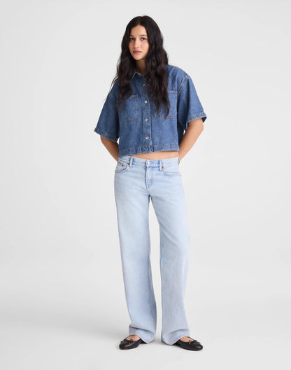 Madewell Boxy Crop Button-Up Shirt in Airy Denim