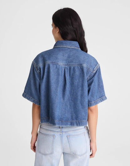 Madewell Boxy Crop Button-Up Shirt in Airy Denim
