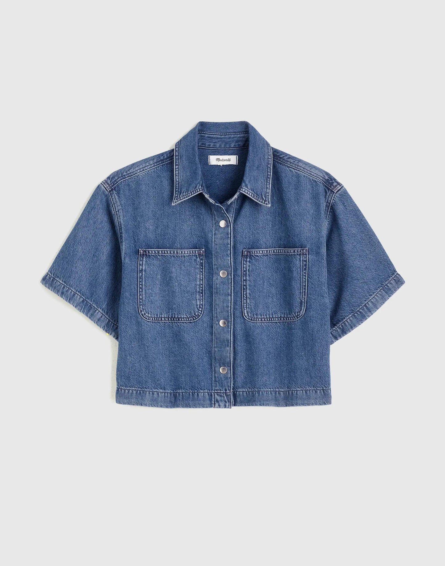 Madewell Boxy Crop Button-Up Shirt in Airy Denim