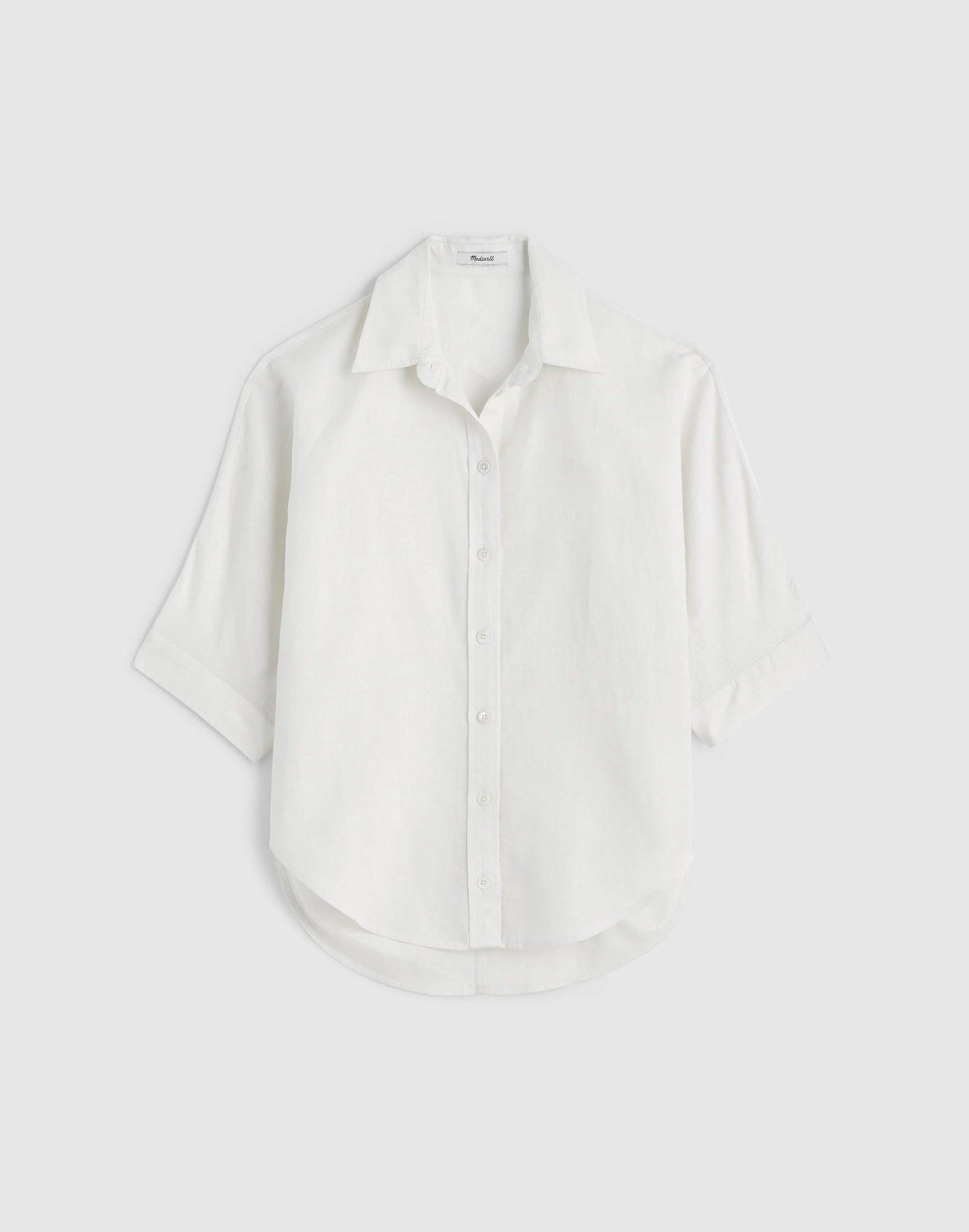 Madewell Relaxed Pleat-Sleeve Button-Up Shirt in Cotton-Linen Blend