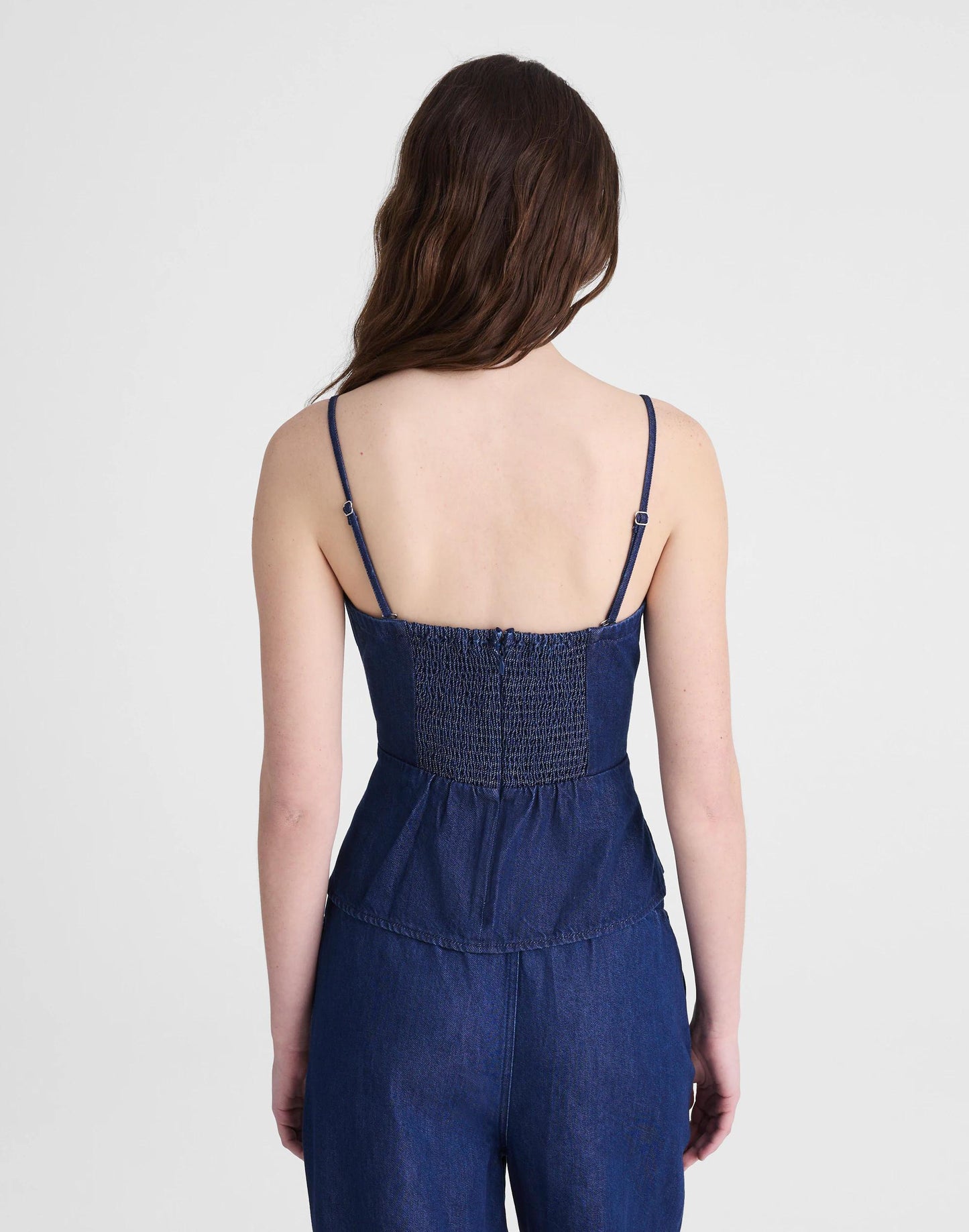 Madewell Airy Denim Ruched Squareneck Tank