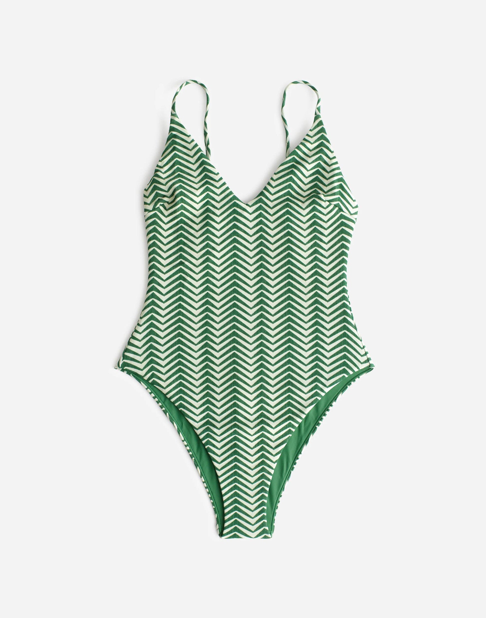Madewell Zulu & Zephyr Green Zig Zag One-Piece Swimsuit