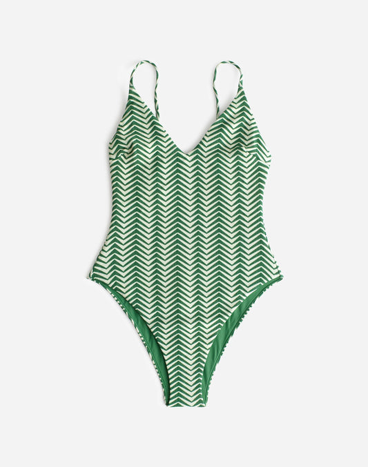 Madewell Zulu & Zephyr Green Zig Zag One-Piece Swimsuit