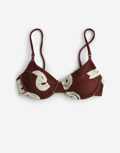 Madewell Zulu & Zephyr Cocoa Swirl Textured Balconette Bikini Top