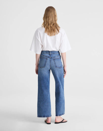 Madewell The Short Wide-Leg Crop Jean in Super Stretch Denim