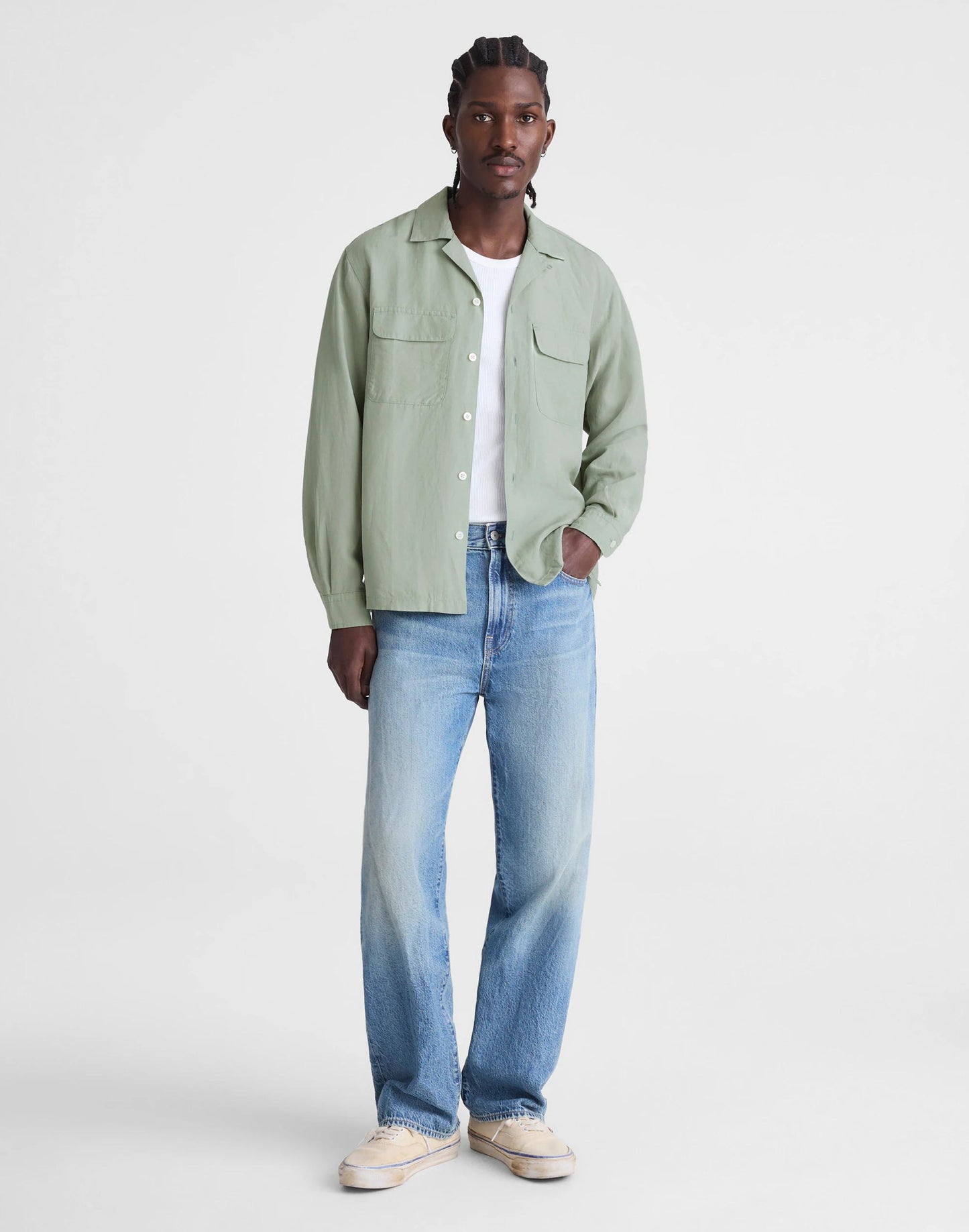 Madewell The Long-Sleeve Camp Shirt in Archive Linen Blend