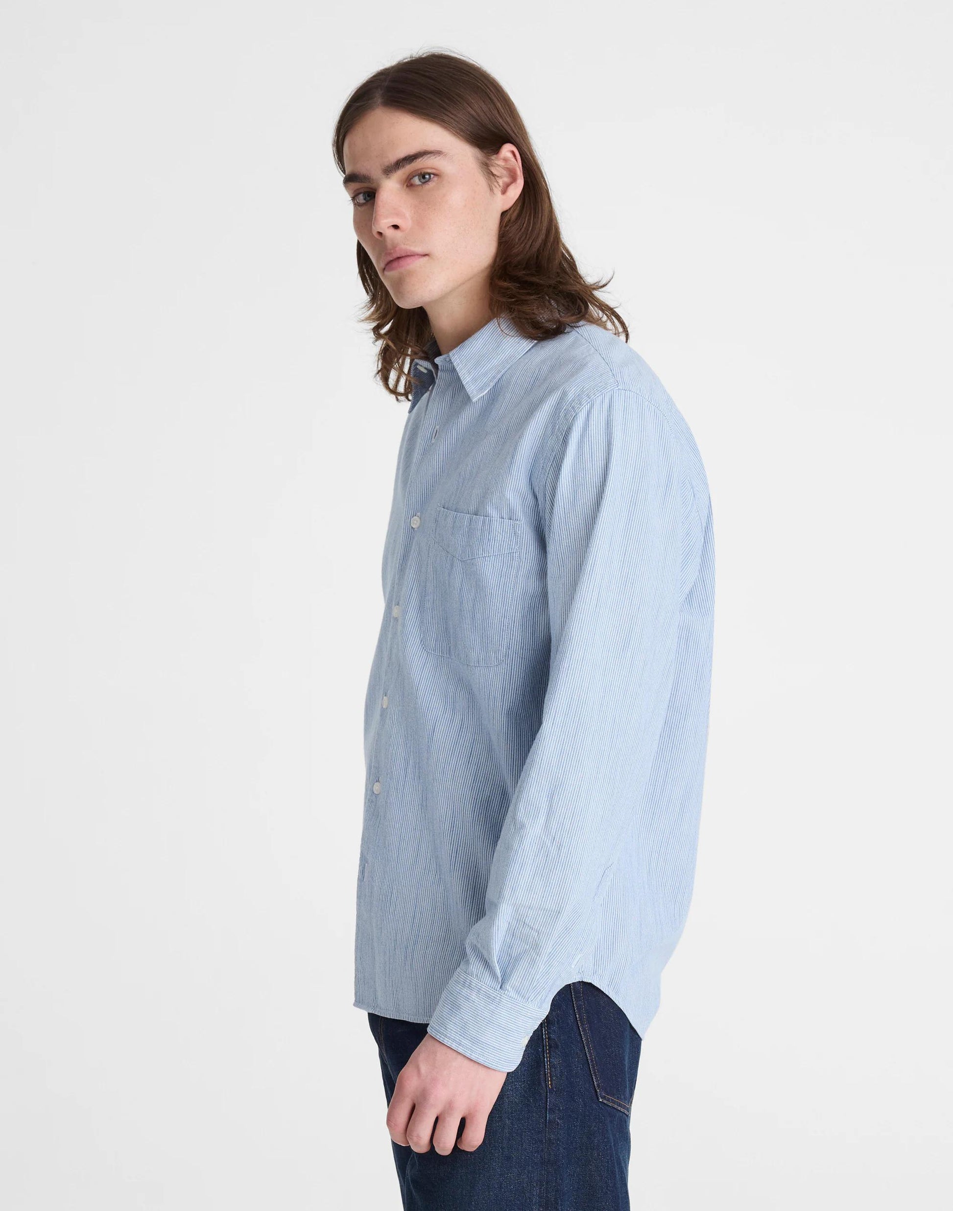 Madewell The Allday Shirt in Indigo Stripe