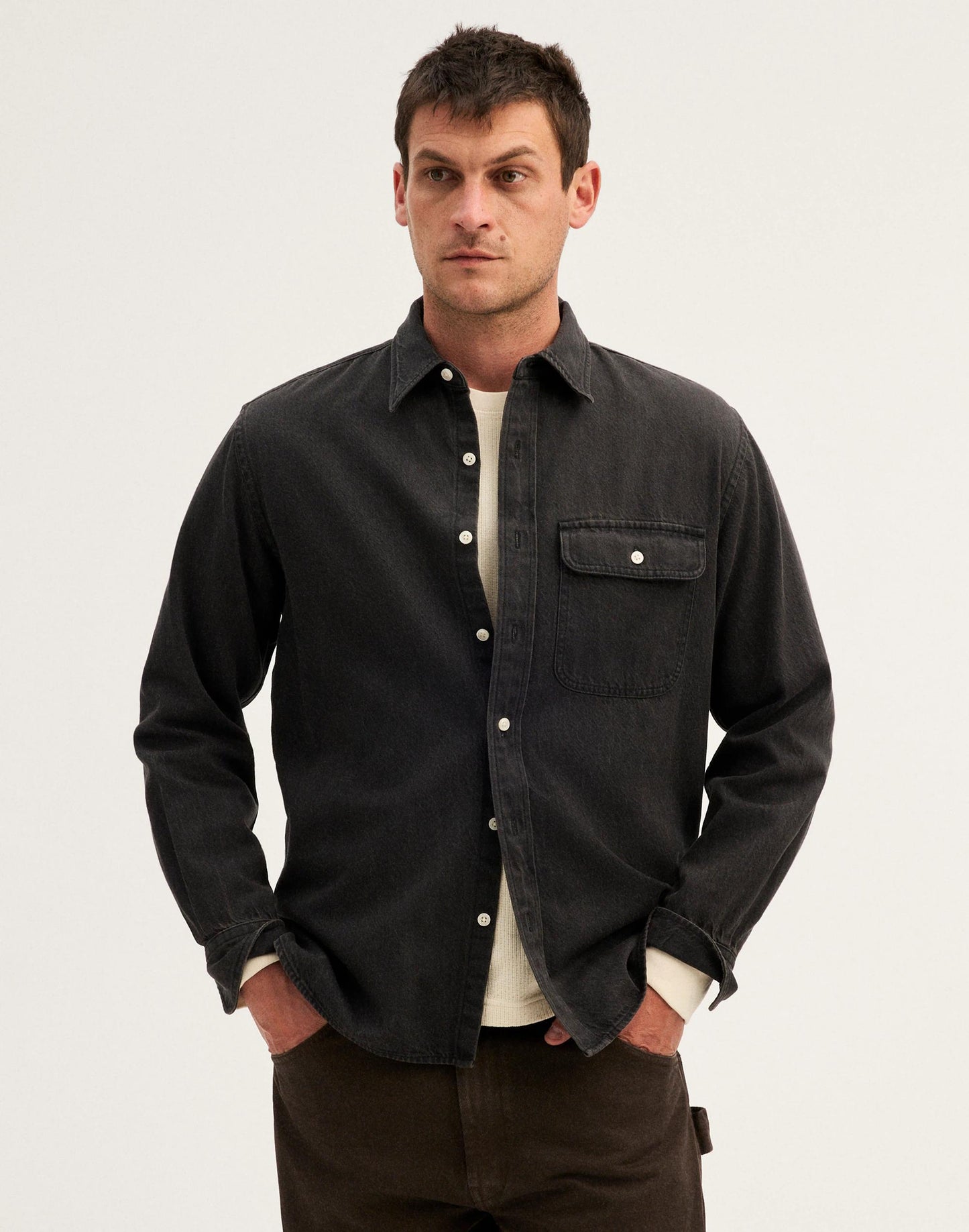 Madewell Single-Pocket Shirt in SoftFade Denim