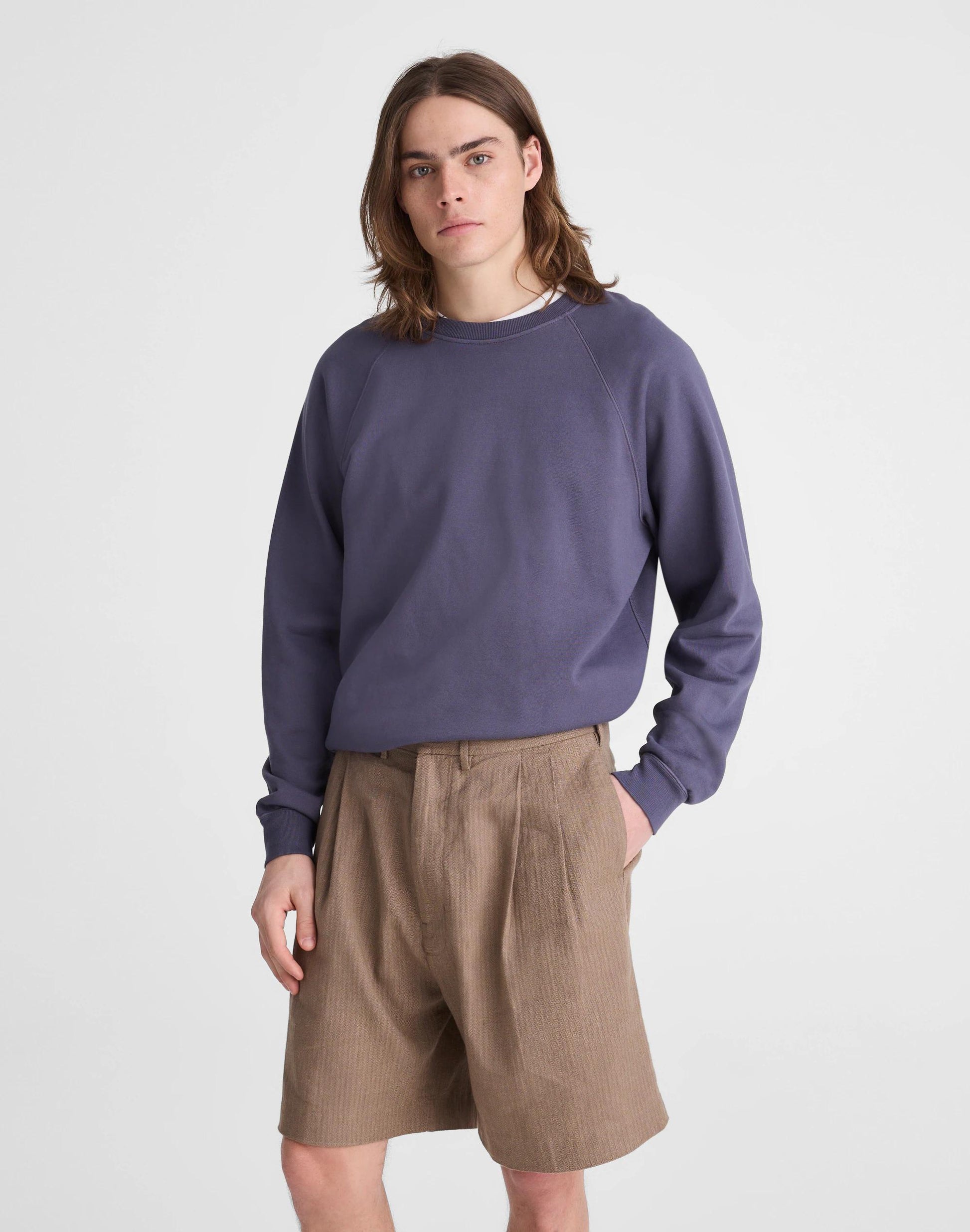 Madewell Double-Pleated Shorts in Herringbone Linen-Cotton Blend