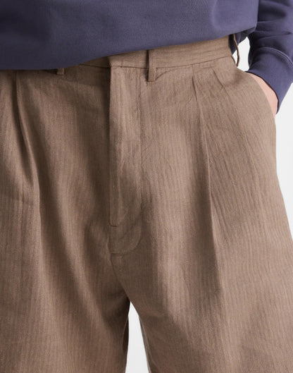 Madewell Double-Pleated Shorts in Herringbone Linen-Cotton Blend