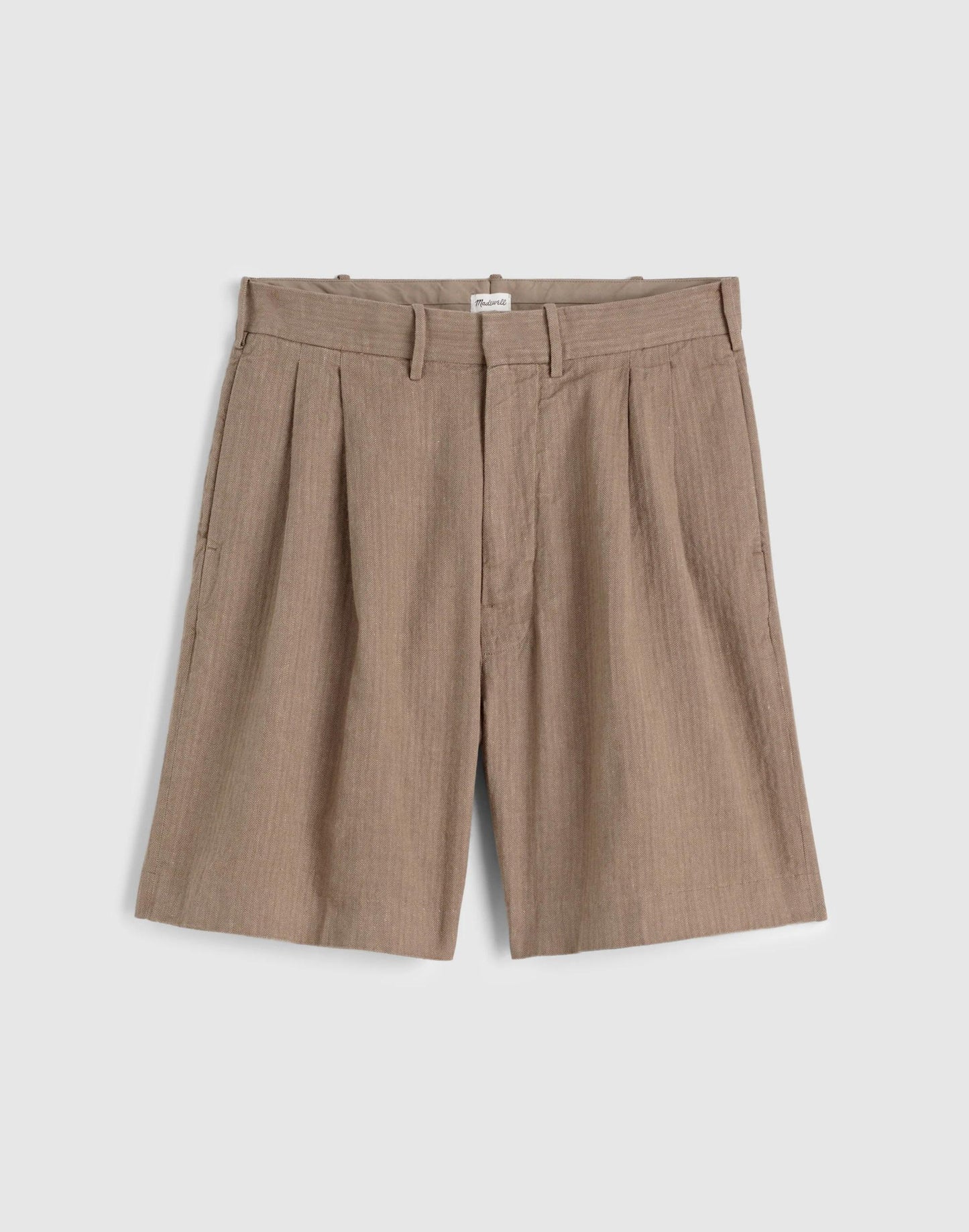 Madewell Double-Pleated Shorts in Herringbone Linen-Cotton Blend