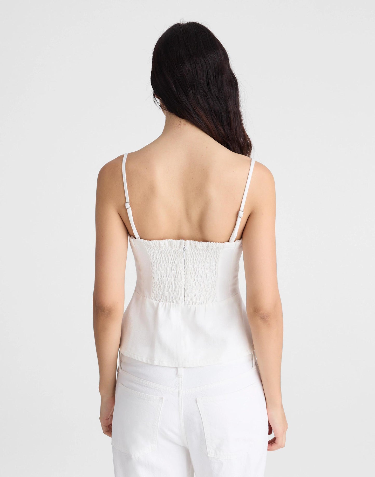 Madewell Airy Denim Ruched Squareneck Tank
