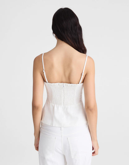 Madewell Airy Denim Ruched Squareneck Tank