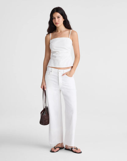 Madewell Airy Denim Ruched Squareneck Tank