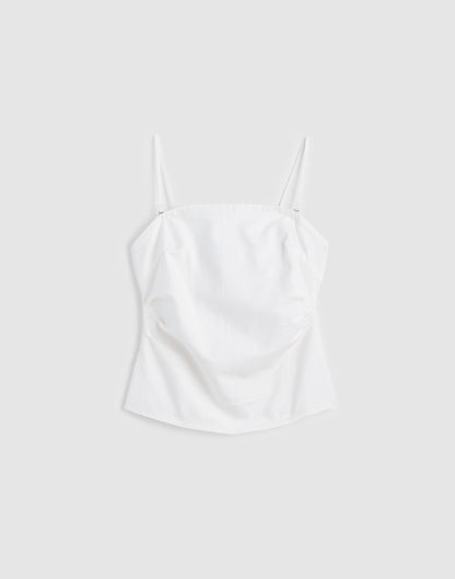 Madewell Airy Denim Ruched Squareneck Tank