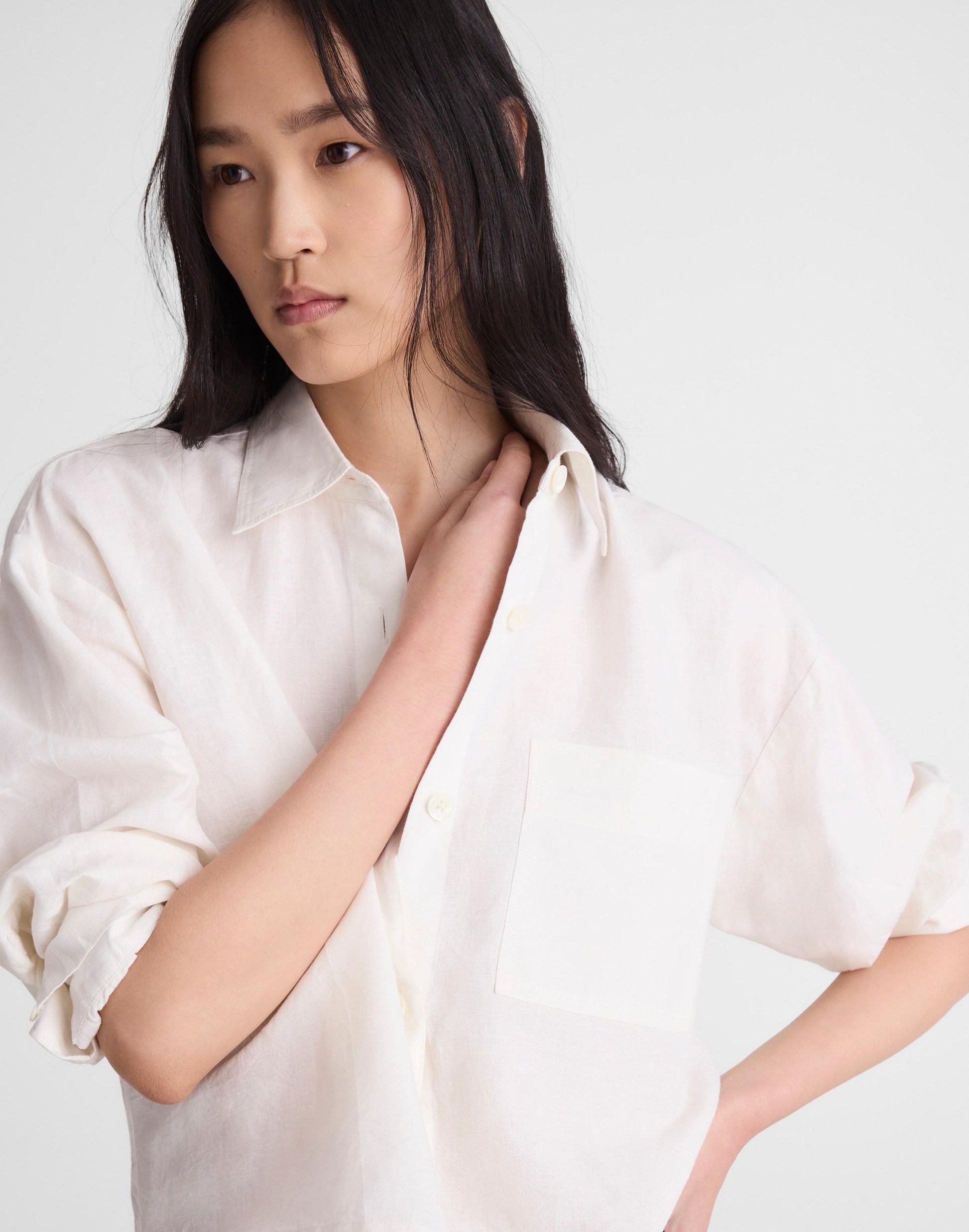 Madewell Straight-Hem Shirt in Linen-Cotton Blend