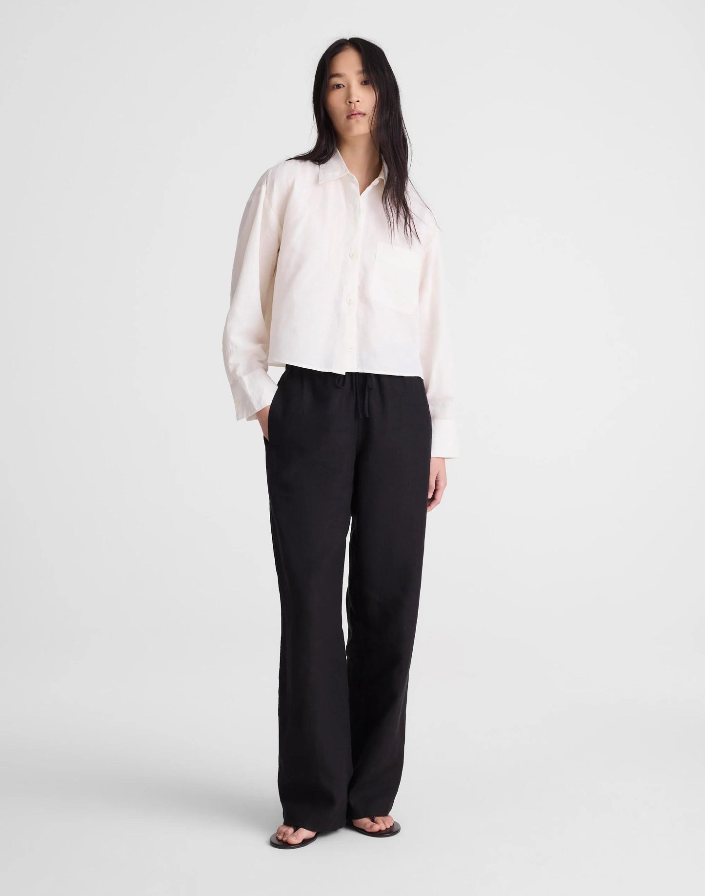 Madewell Straight-Hem Shirt in Linen-Cotton Blend