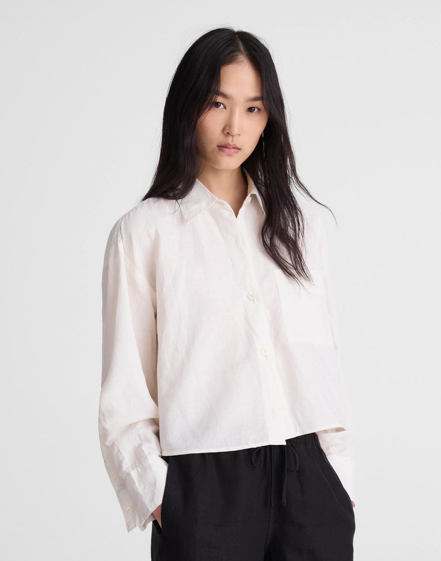 Madewell Straight-Hem Shirt in Linen-Cotton Blend