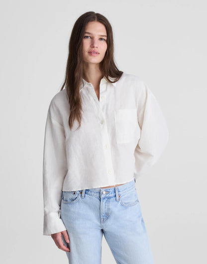 Madewell Straight-Hem Shirt in Linen-Cotton Blend
