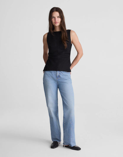 Madewell Cinched Boatneck Sleeveless Top in 100% Linen