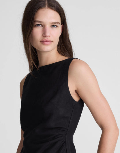 Madewell Cinched Boatneck Sleeveless Top in 100% Linen