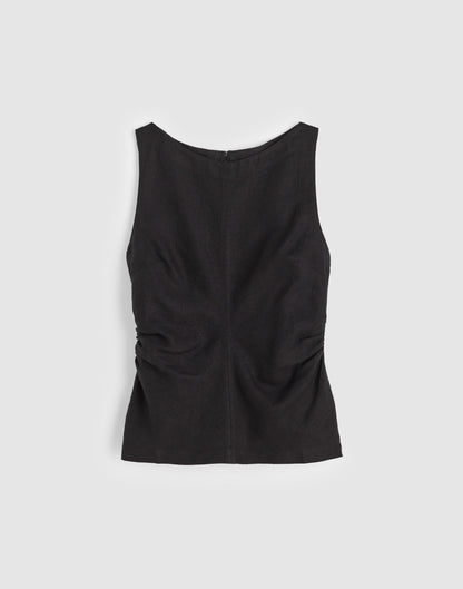 Madewell Cinched Boatneck Sleeveless Top in 100% Linen