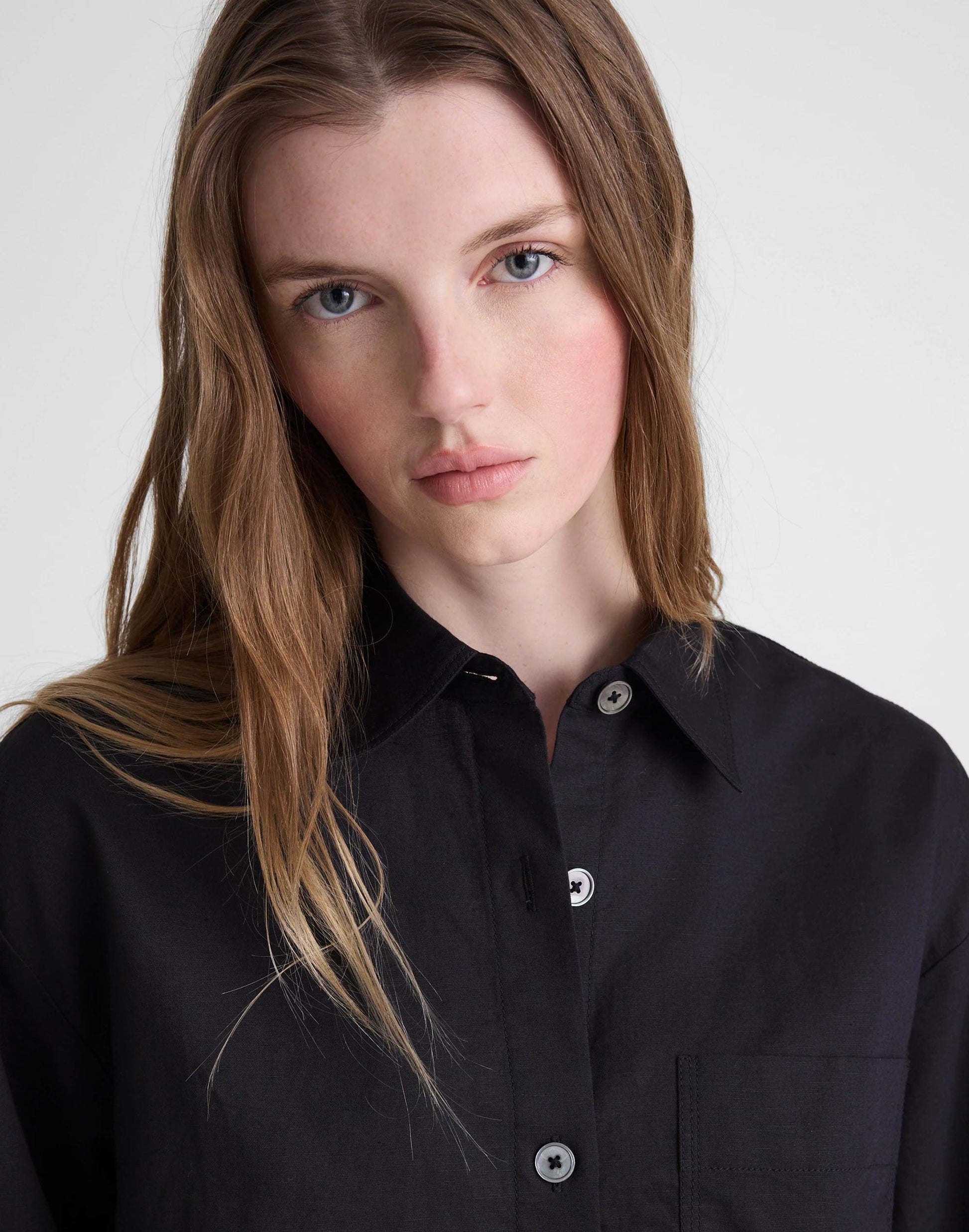 Madewell Straight-Hem Shirt in Linen-Cotton Blend