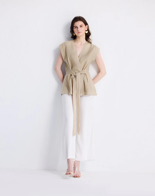 Madewell Reistor® Power Moves Hemp Short Sleeve Top in Neutral Beige