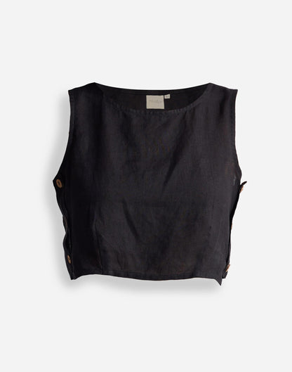 Madewell Reistor® Boxy Crop Top in 100% Black Hemp
