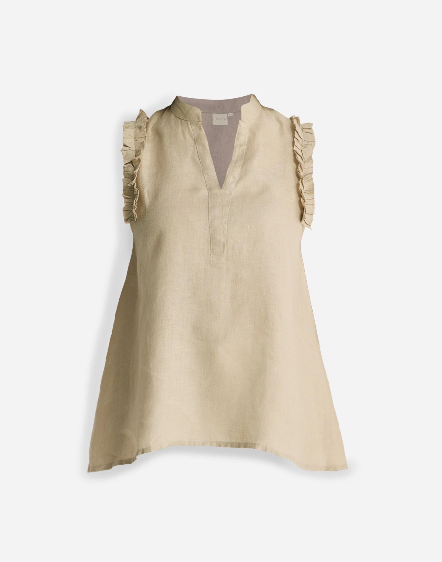 Madewell Reistor® Sleeveless 100% Hemp Top with Ruffles in Neutral Beige