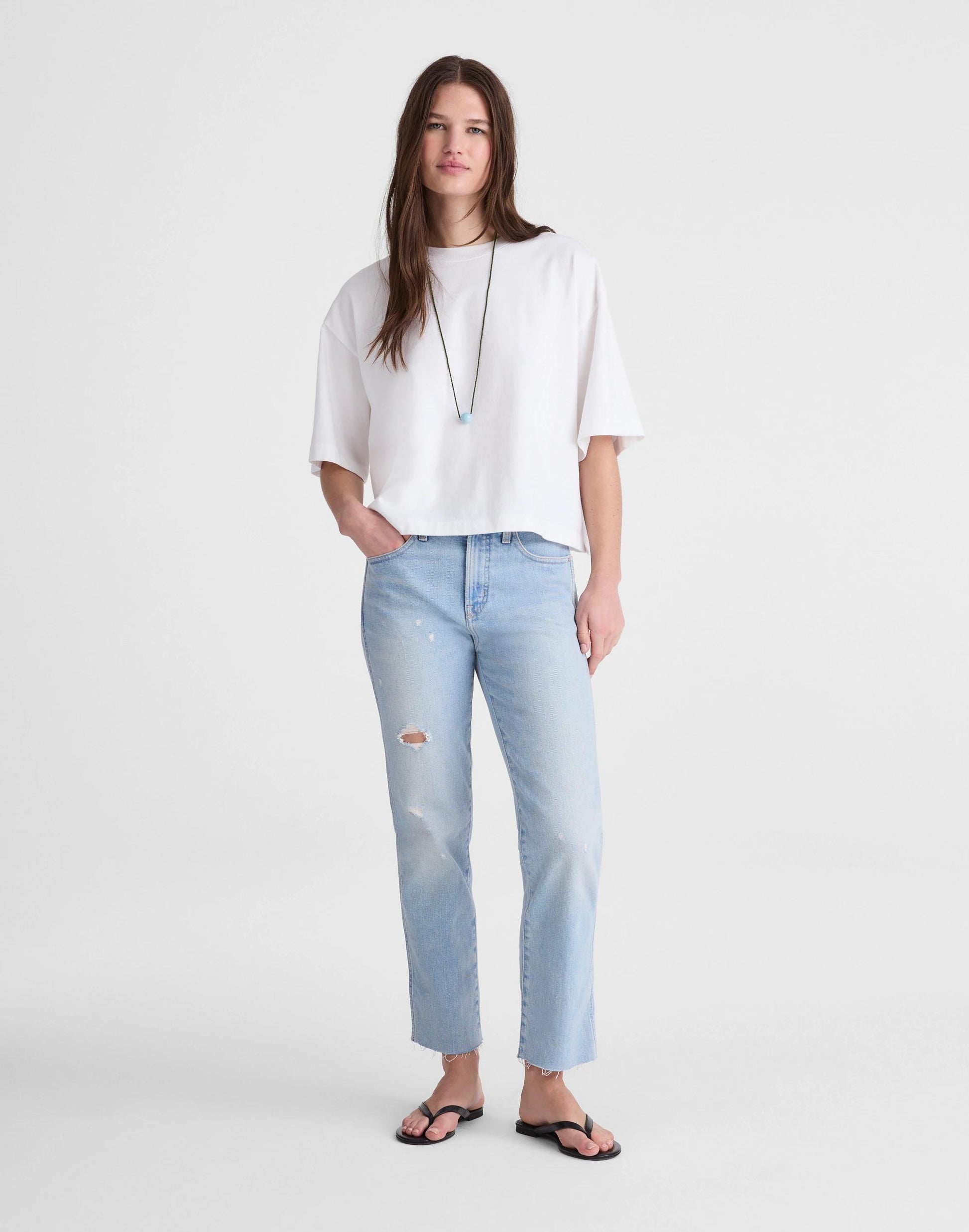 Madewell The Tall Longline Straight Crop Jean in Foster Wash