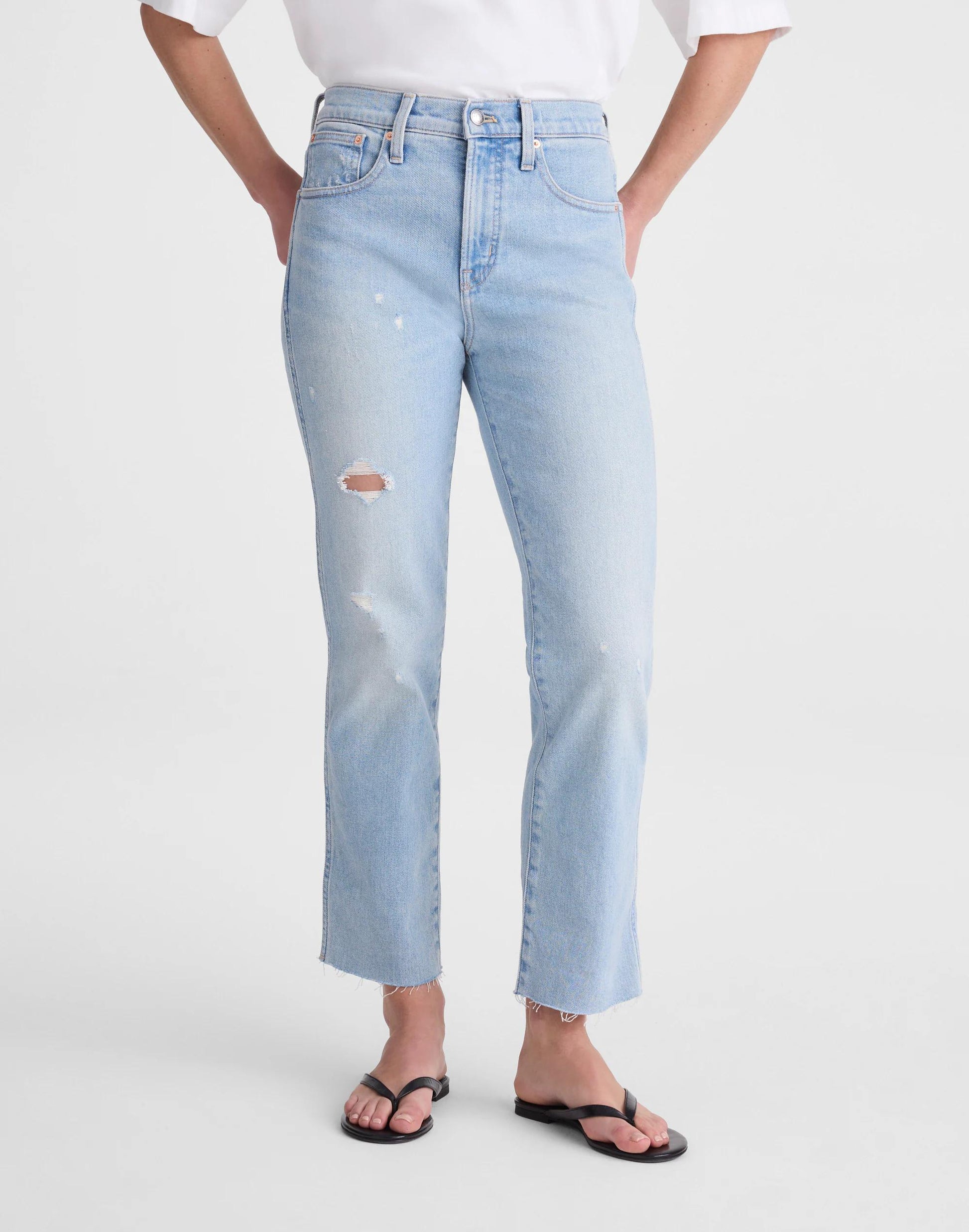 Madewell The Tall Longline Straight Crop Jean in Foster Wash